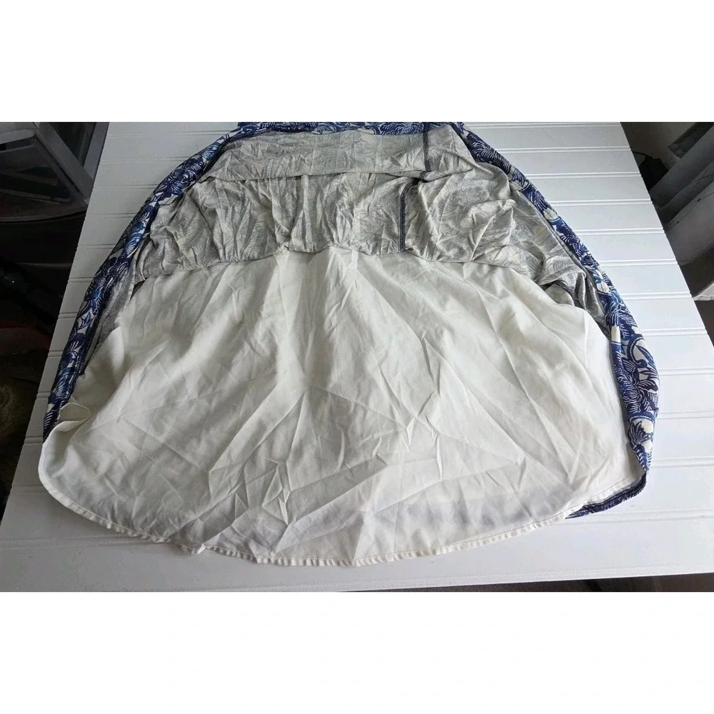 Tory Burch Silk‎ Blue White Floral Dress Cap Sleeve Sheath Lined Womens Size XS